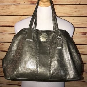 Coach Metallic Kisslock leather satchel